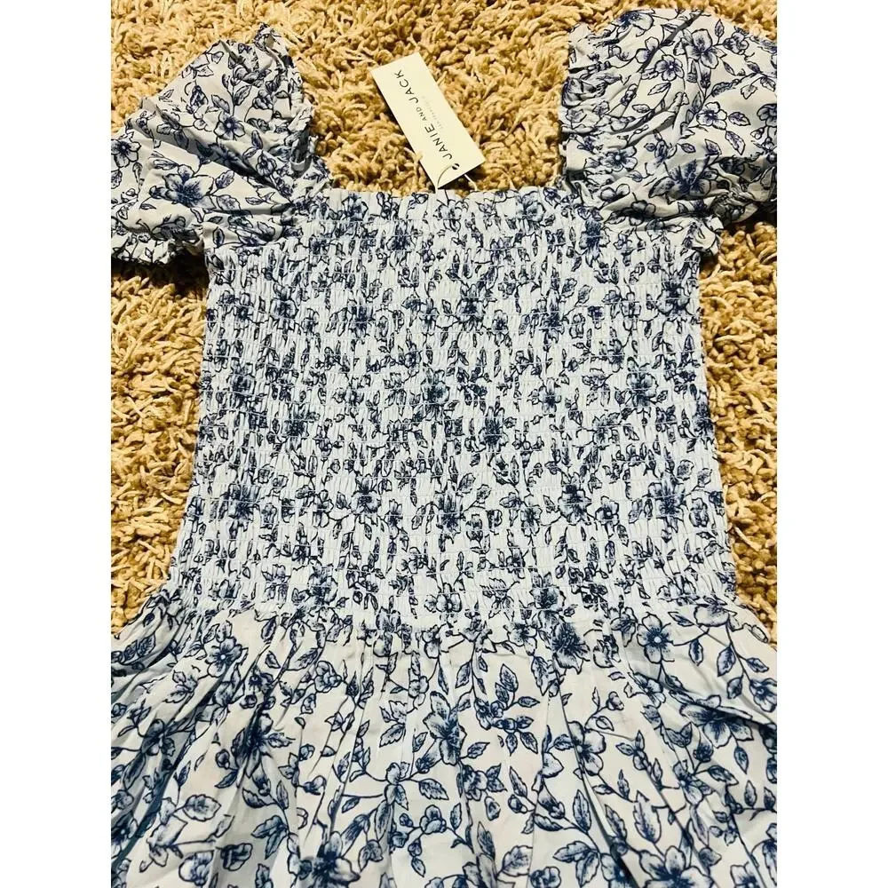 NWT❤️Janie and Jack The Grace Floral Smocked Puff Sleeve Dress sz12